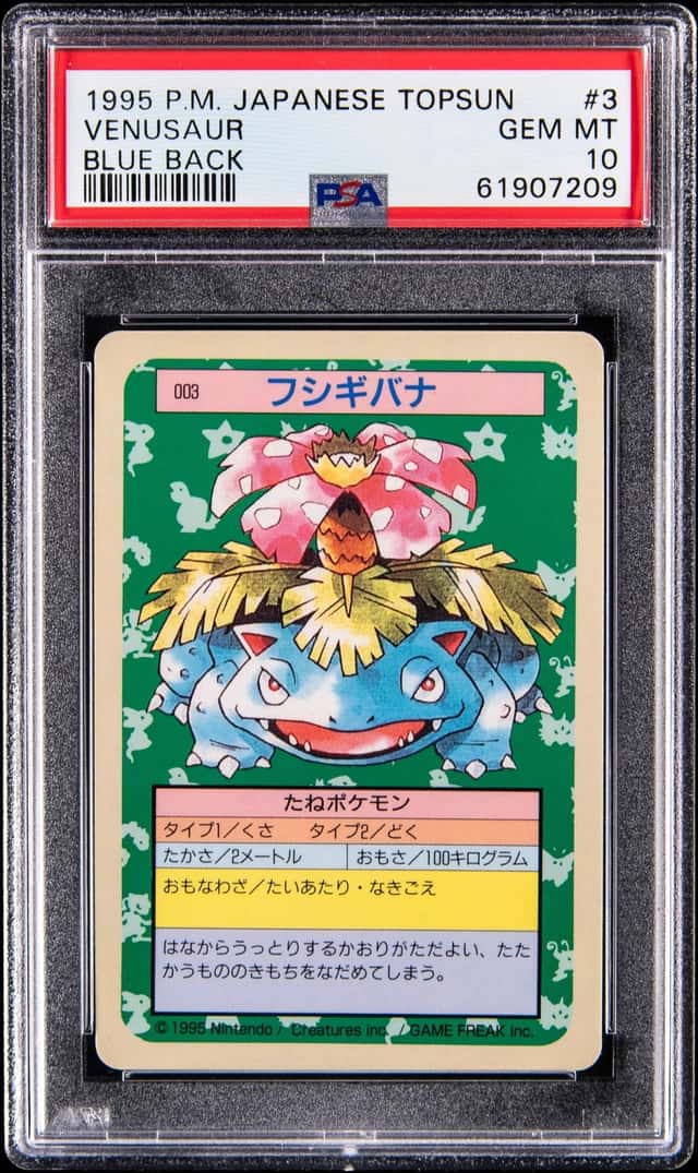 1997 Pokemon Japanese Topsun #3 Venusaur, Blue Back - PSA GEM MT 10