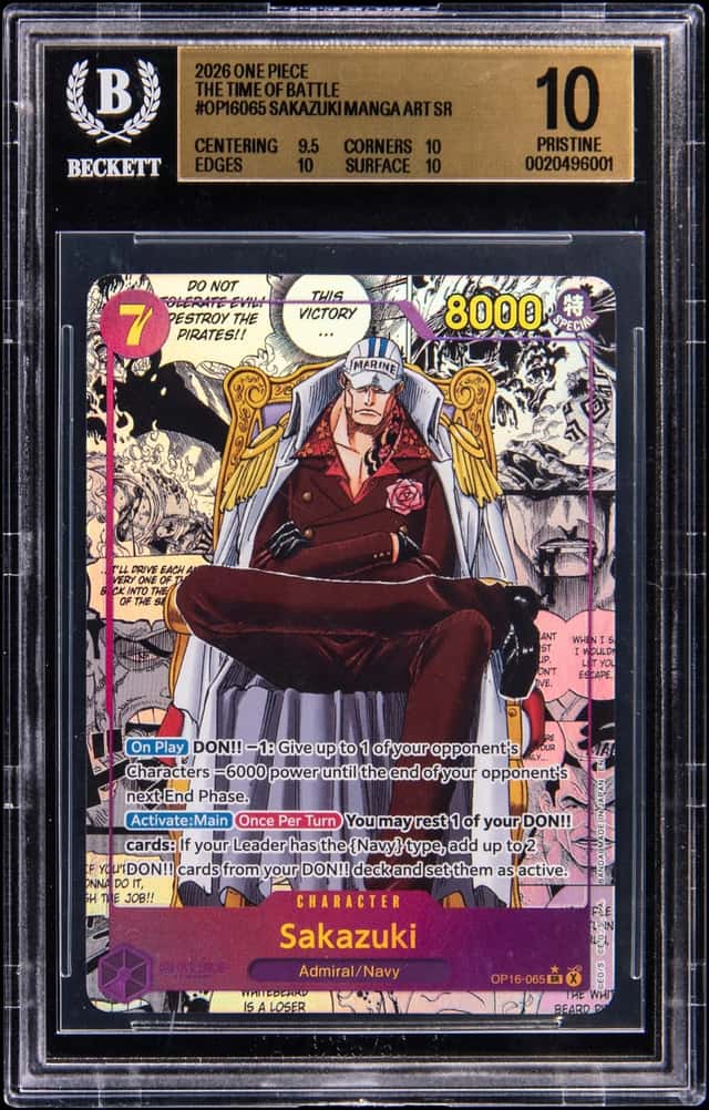 2026 One Piece OP16 The Time Of Battle Manga Alternate Art #OP16-065 Sakazuki - BGS PRISTINE 10

