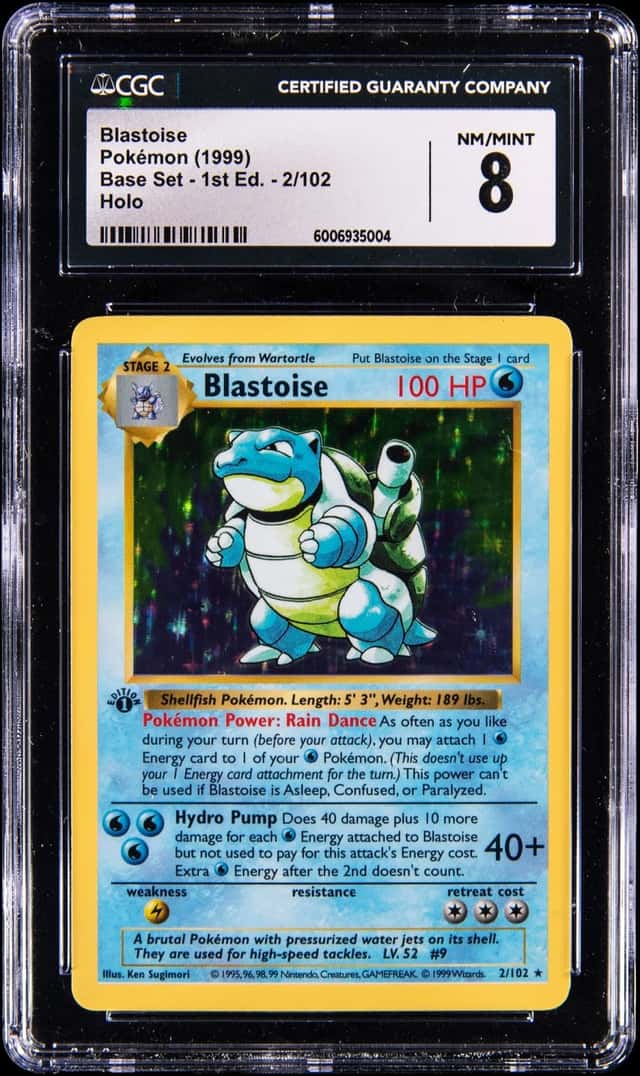 1999 Pokemon Base Set 1st Edition Holo #2 Blastoise - CGC NM-MT 8