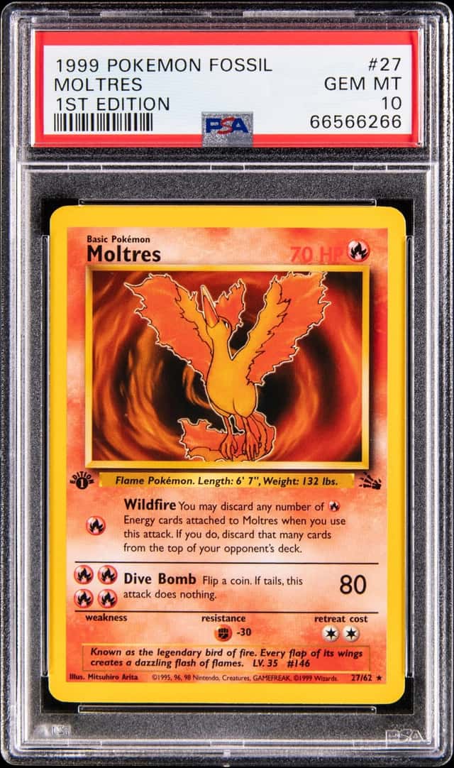 1999 Pokemon Fossil 1st Edition #27 Moltres - PSA GEM MT 10