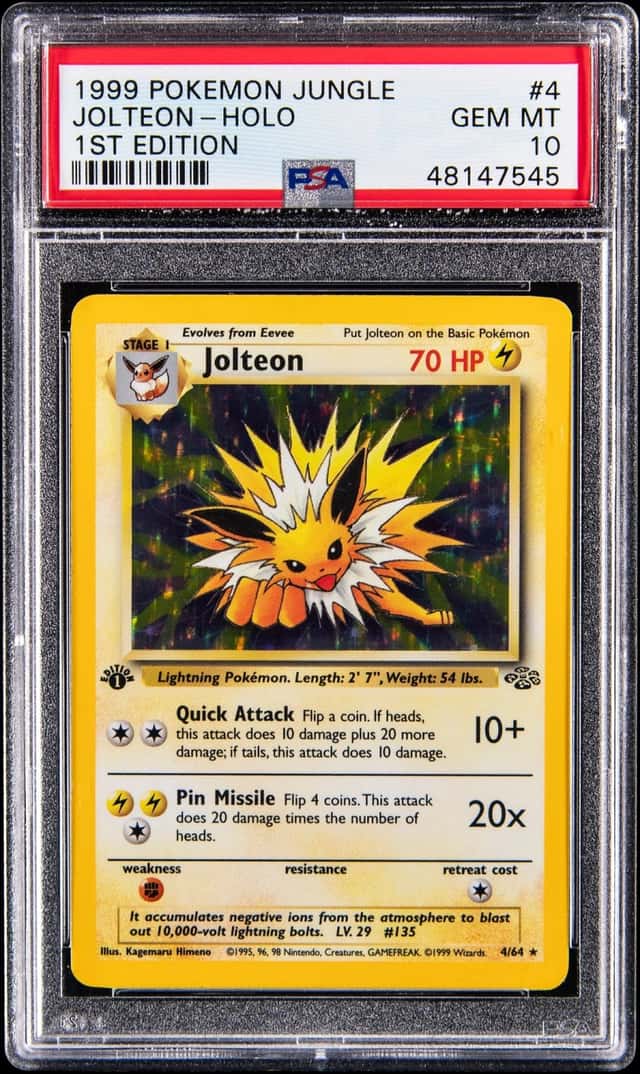 1999 Pokemon Jungle 1st Edition Holo #4 Jolteon - PSA GEM MT 10