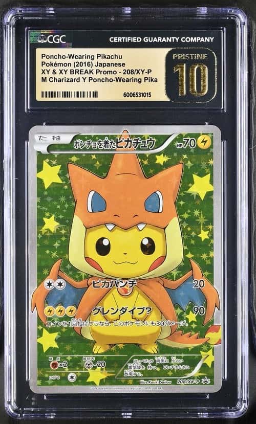 2016 Pokemon Japanese XY & XY BREAK Promo M Charizard Y Poncho-Wearing Pikachu #208-XY-P Poncho-Wearing Pikachu - CGC PRISTINE 10