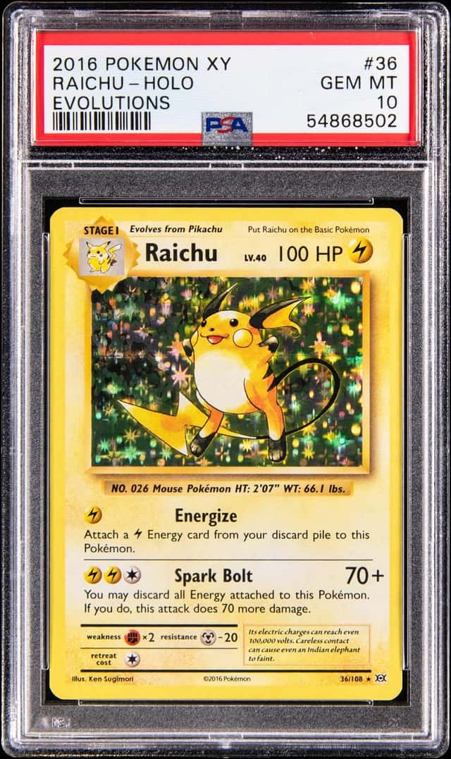2016 Pokemon XY Evolutions Holo #36 Raichu - PSA GEM MT 10 - Top Pop