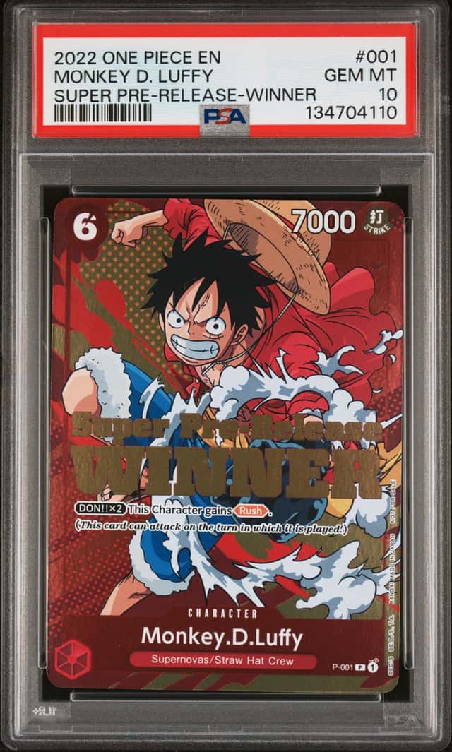 2022 One Piece Promos Super Prerelease Winner Monkey D. Luffy #P-001
