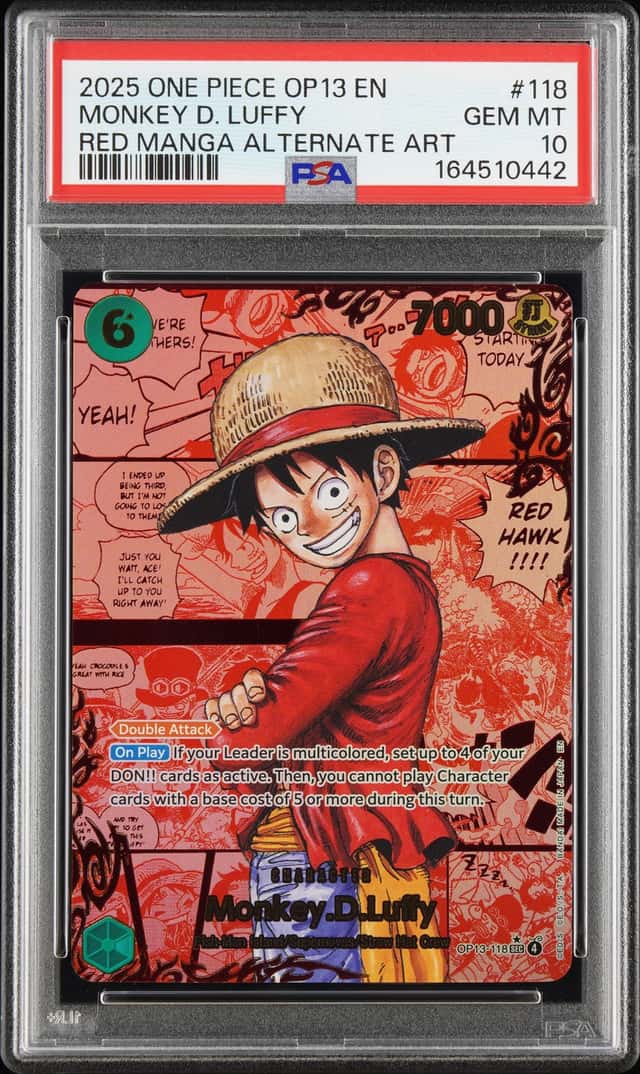 2025 One Piece Carrying On His Will Red Manga Alternate Art Monkey D. Luffy #OP13-118