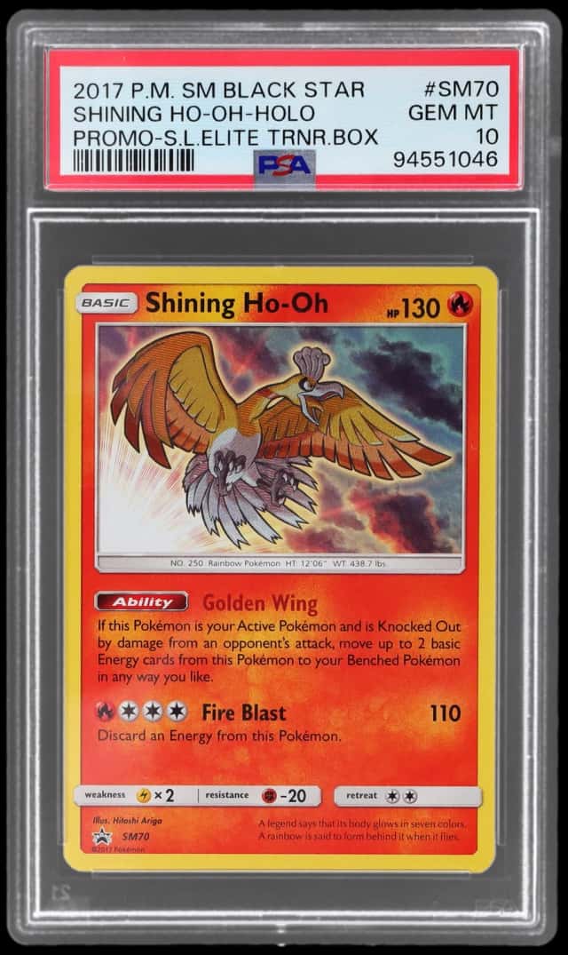 2017 Pokemon Sun and Moon Black Star Shining Legends Promo Elite Trainer Box Holo Shining Ho Oh #SM70