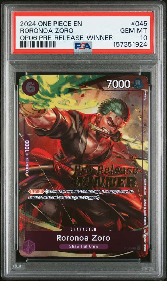2024 One Piece Promo Wings of the Captain Prerelease Winner Roronoa Zoro #P045