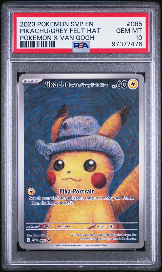 2023 Pokemon Scarlet and Violet Black Star Promo Pokemon X Van Gogh Pikachu With Grey Felt Hat #085