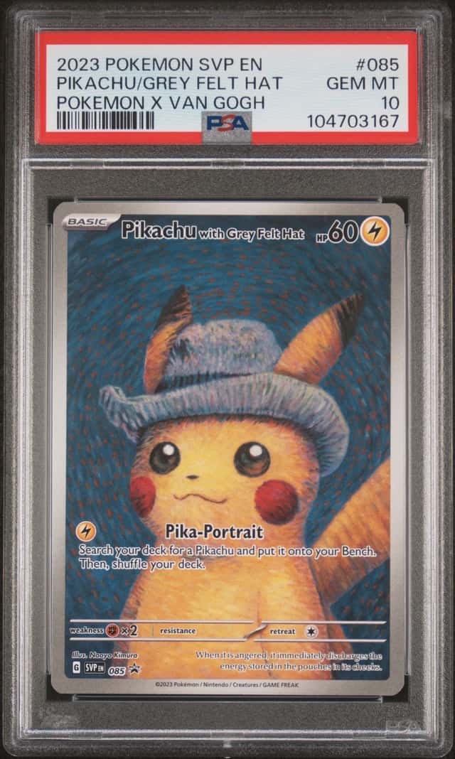 2023 Pokemon Scarlet and Violet Black Star Promo Pokemon X Van Gogh Pikachu With Grey Felt Hat #085
