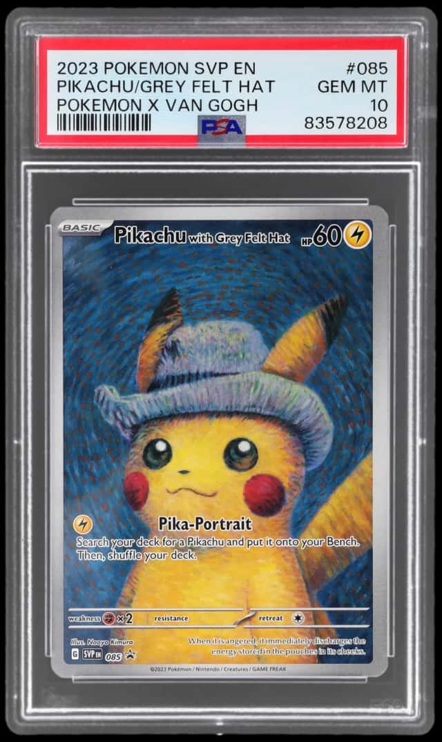 2023 Pokemon Scarlet and Violet Black Star Promo Pokemon X Van Gogh Pikachu With Grey Felt Hat #085