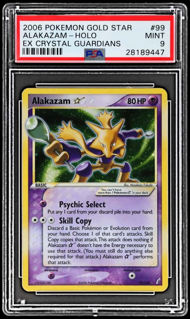 2006 Pokemon Ex Crystal Guardians Holo Alakazam Gold Star #99