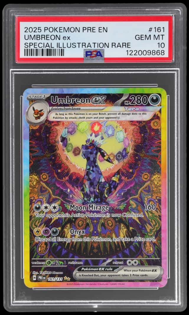 2025 Pokemon Scarlet and Violet Prismatic Evolutions Special Illustration Rare Umbreon Ex #161