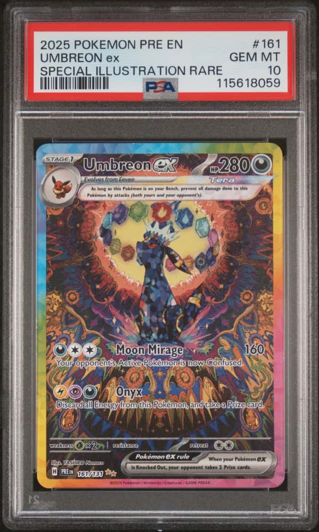 2025 Pokemon Scarlet and Violet Prismatic Evolutions Special Illustration Rare Umbreon Ex #161