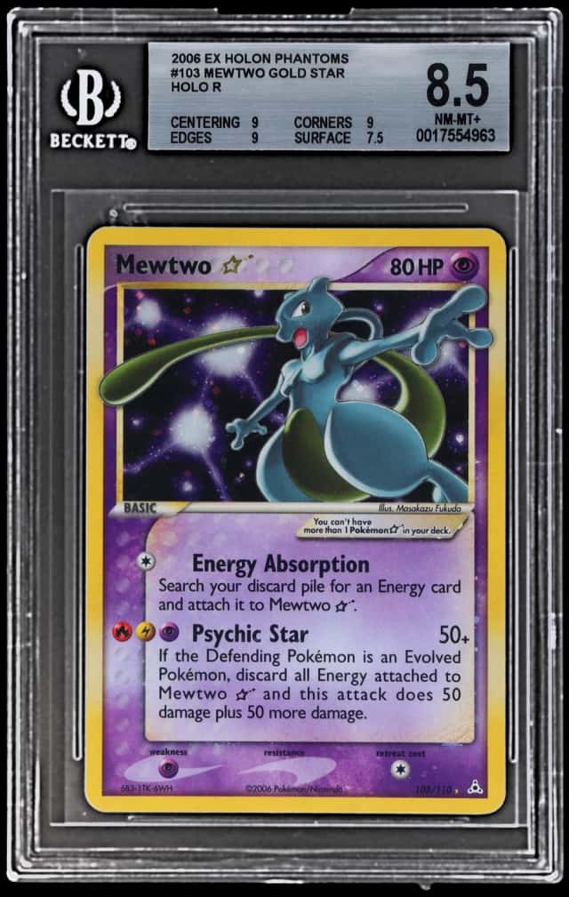 2006 Pokemon Ex Holon Phantoms Holo Mewtwo Gold Star #103