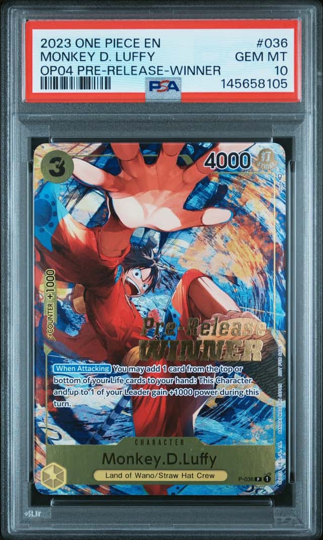 2023 One Piece Kingdoms of Intrigue Prerelease Winner Monkey D. Luffy #P-036