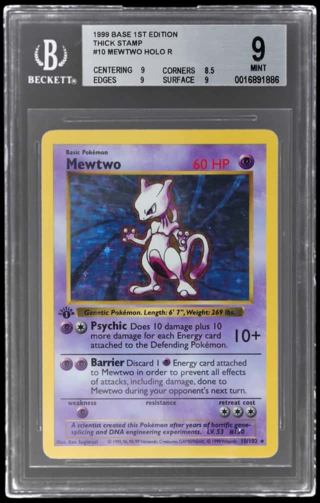 1999 Pokemon Base Set 1st Edition Holo Mewtwo #10