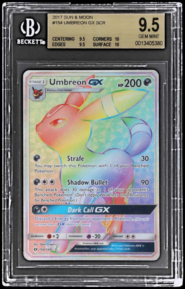 2017 Pokemon Sun and Moon Secret Umbreon Gx #154