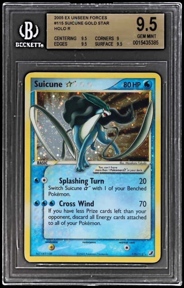 2005 Pokemon Ex Unseen Forces Holo Suicune Gold Star #115