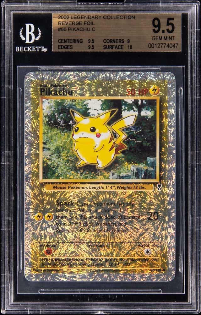 2002 Pokemon Legendary Collection Reverse Holo #86 Pikachu - BGS GEM MINT 9.5
