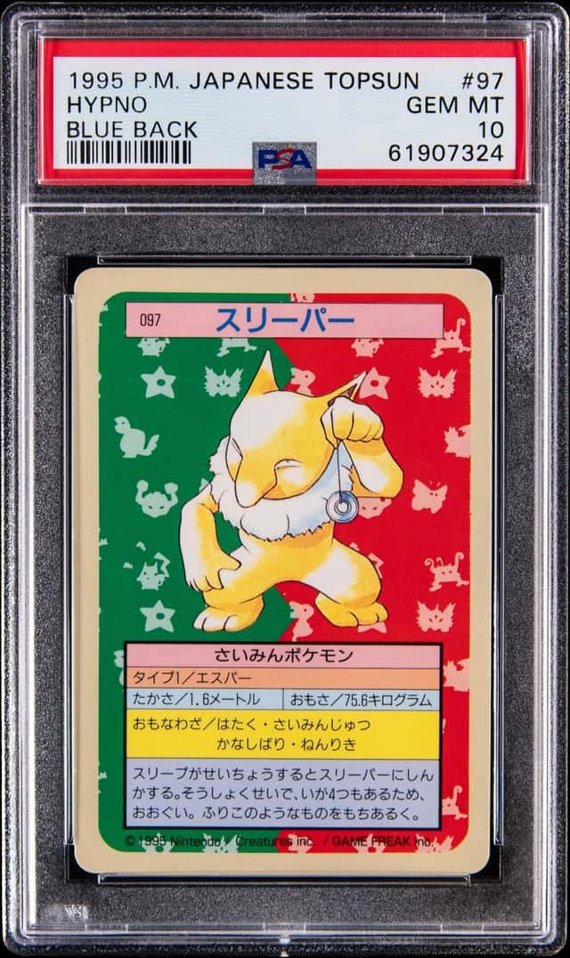 1997 Pokemon Japanese Topsun #97 Hypno, Blue Back - PSA GEM MT 10