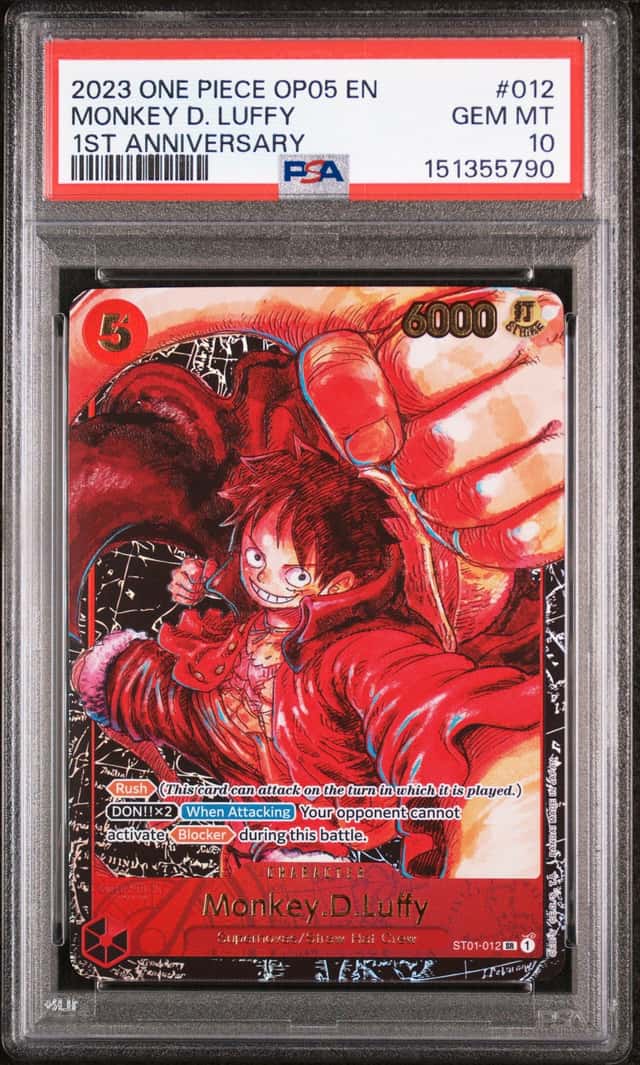2023 One Piece OP05 EN 1st Anniversary #012 Monkey D Luffy PSA 10 GEM MINT