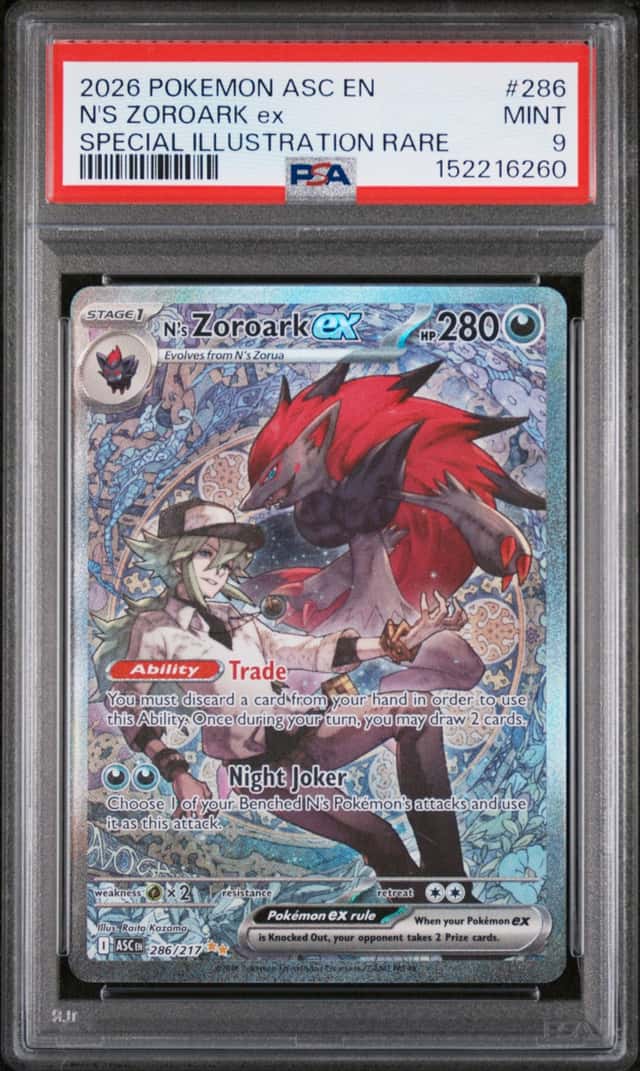 2026 POKEMON ASC EN-SPECIAL ILLUSTRATION RARE #286 N'S ZOROARK EX PSA 9