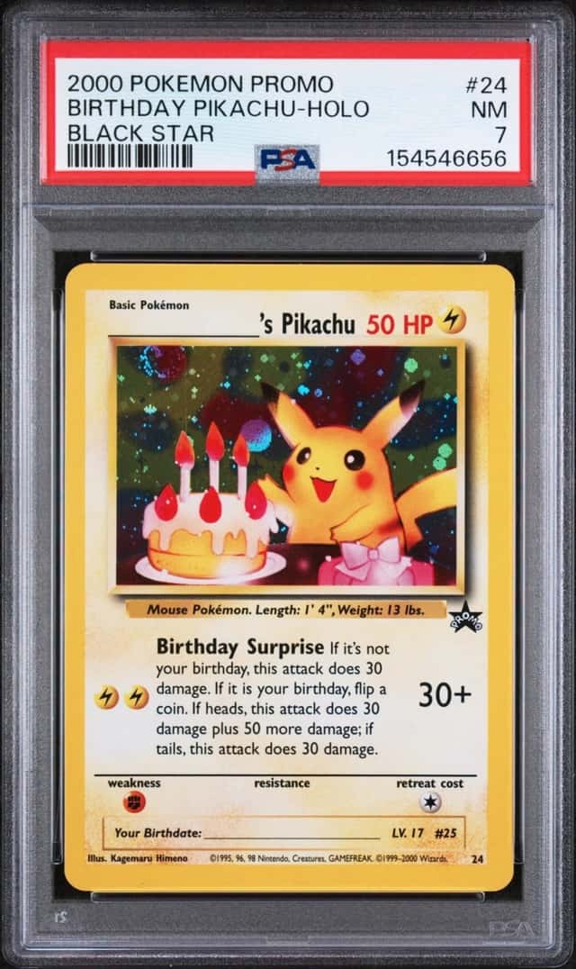 2000 POKEMON PROMO BLACK STAR #24 BIRTHDAY PIKACHU-HOLO PSA 7
