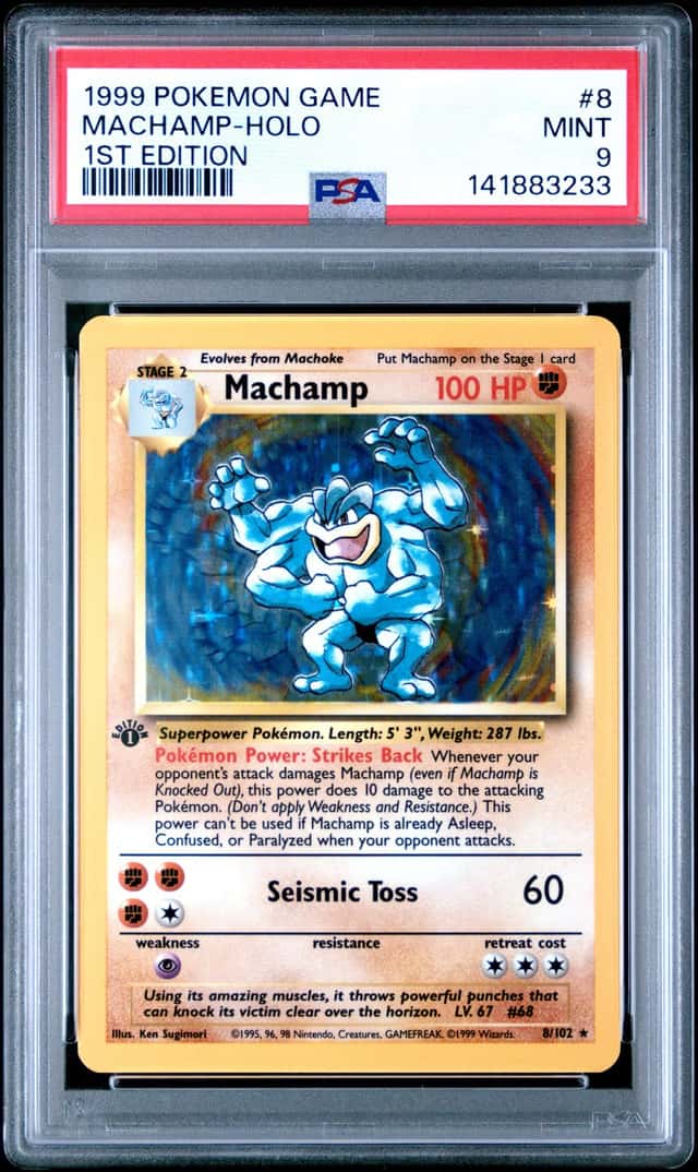 Pokemon 1999 Machamp 8/102 Holo 1st Edition Base Set PSA 9