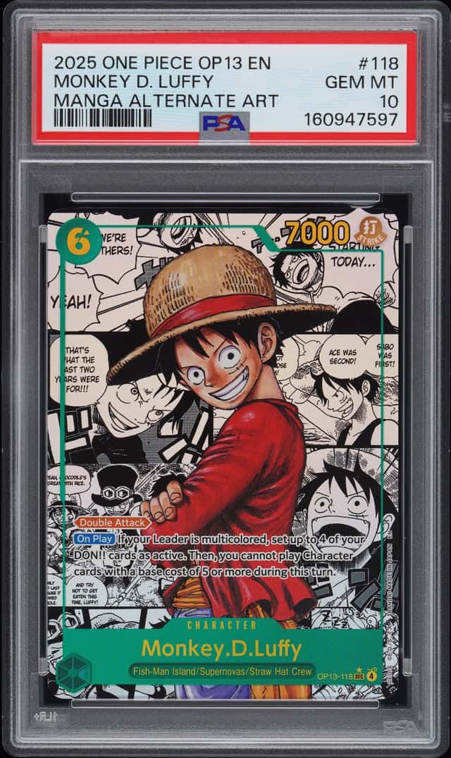 2025 One Piece OP13 EN Manga Alternate Art #118 Monkey D. Luffy PSA 10 GEM MINT