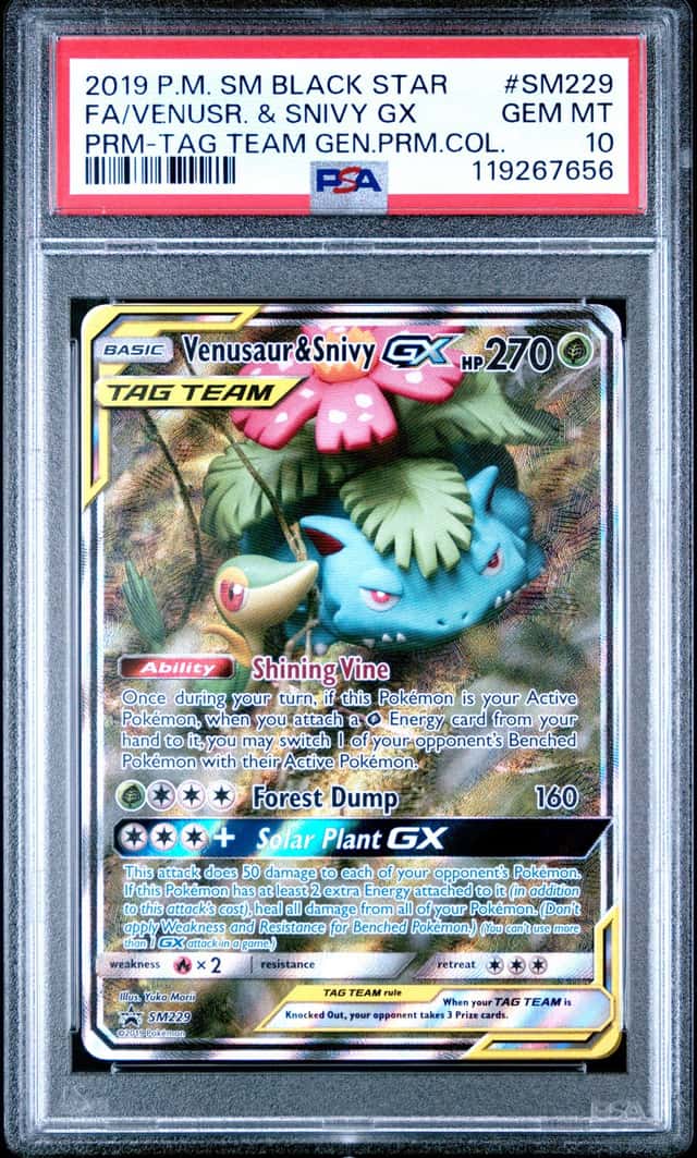 2019 Pokemon Sun and Moon Black Star Promo Tag Team Generations Premium Collection Venusaur/Snivy Gx #SM229