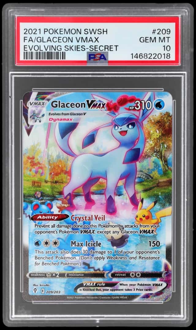 2021 Pokemon Sword and Shield Evolving Skies Secret Rare Glaceon Vmax #209