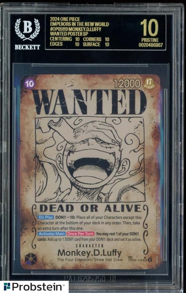 2024 One Piece EN OP05-119 Monkey D Luffy Wanted Poster SP BGS 10 BLACK LABEL