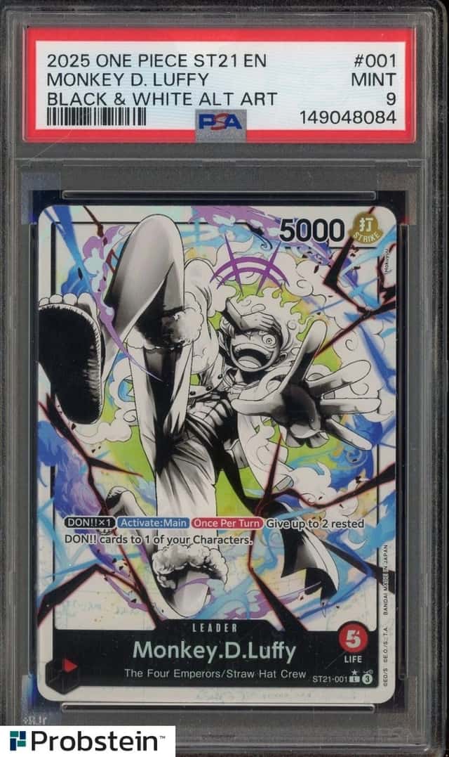 2025 One Piece ST21 EN Black & White Alt Art #001 Monkey D Luffy PSA 9 MINT