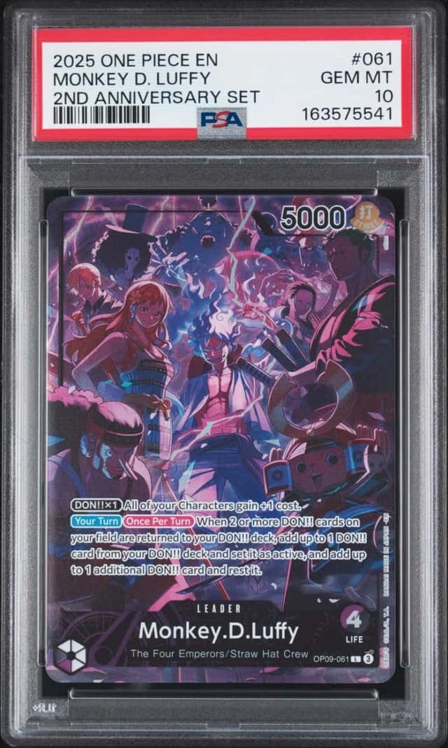 2025 ONE PIECE ENGLISH VERSION 2ND ANNIVERSARY SET #061 MONKEY D. LUFFY PSA 10