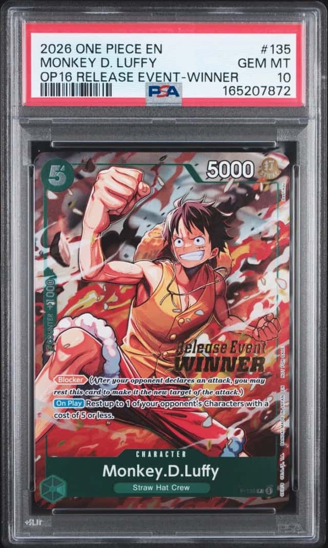2026 ONE PIECE PROMOS RELEASE EVENT-WINNER #135 MONKEY D. LUFFY PSA 10