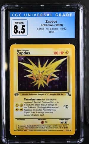 Zapdos CGC 8.5 NM/Mint+ 1999 Pokemon Fossil 1st Edition Holo Rare 15/62