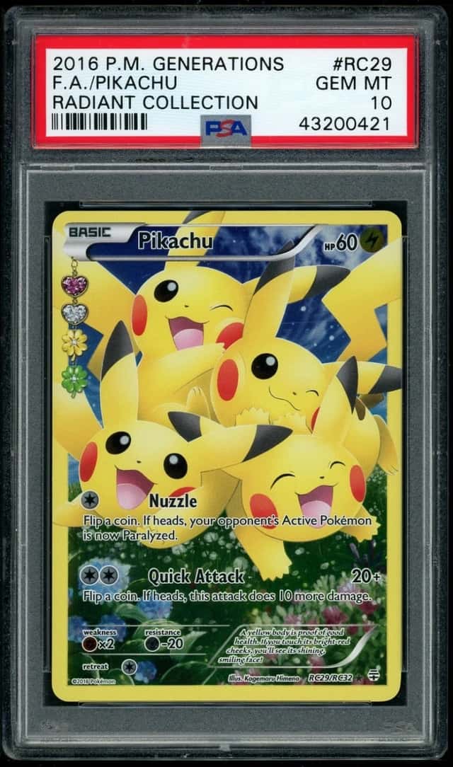 2016 POKEMON XY GENERATIONS RADIANT COLLECTION #RC29 FA/PIKACHU GEN PSA 10