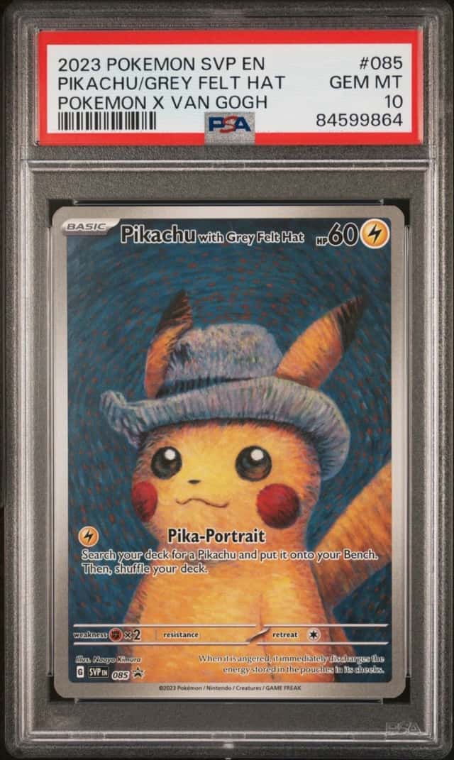 POKEMON PIKACHU/GREY FELT HAT 2023 SVP EN-SV BSP #085 PKMN X VAN GOGH PSA 10