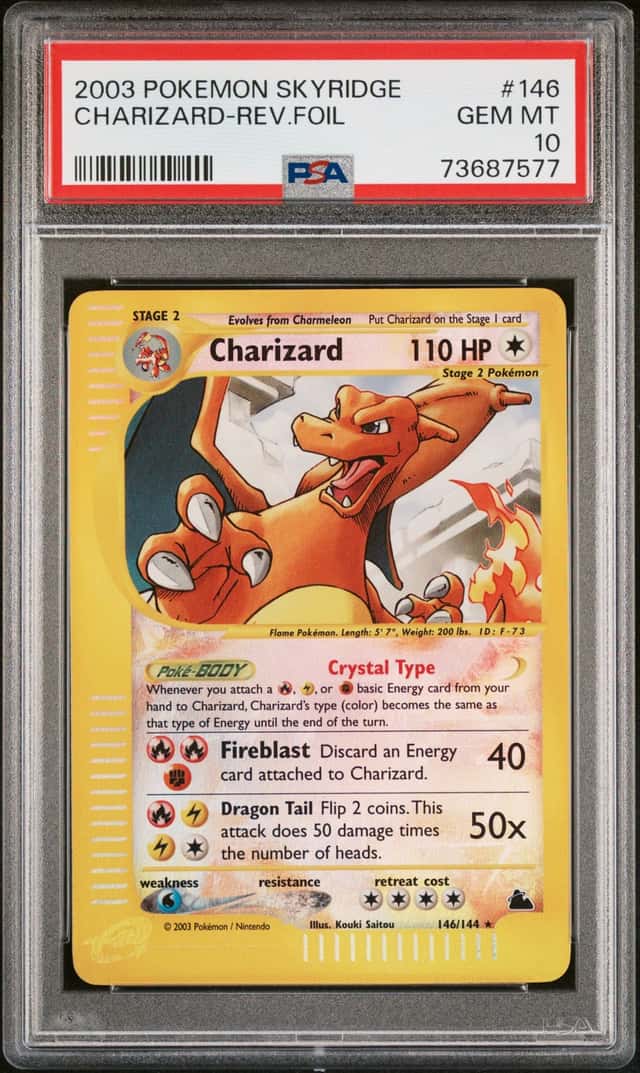 2003 POKEMON SKYRIDGE CHARIZARD REVERSE FOIL #146 PSA 10
