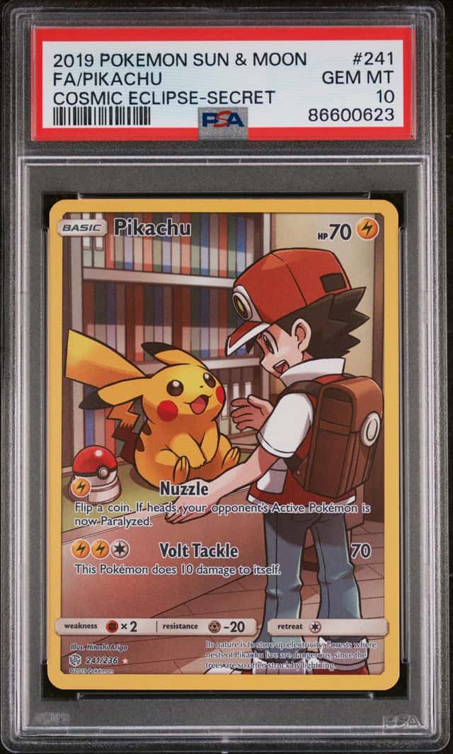 2019 POKEMON FA/PIKACHU-SECRET SUN & MOON COSMIC ECLIPSE #241 PSA 10
