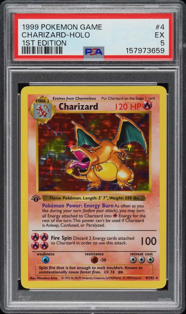 1999 Pokemon Base Set 1st Edition Shadowless Charizard Holo #4 PSA 5