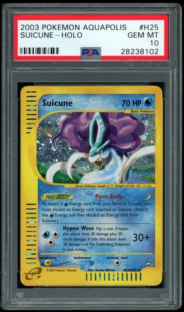 2003 POKEMON SUICUNE-HOLO AQUAPOLIS #H25 PSA 10