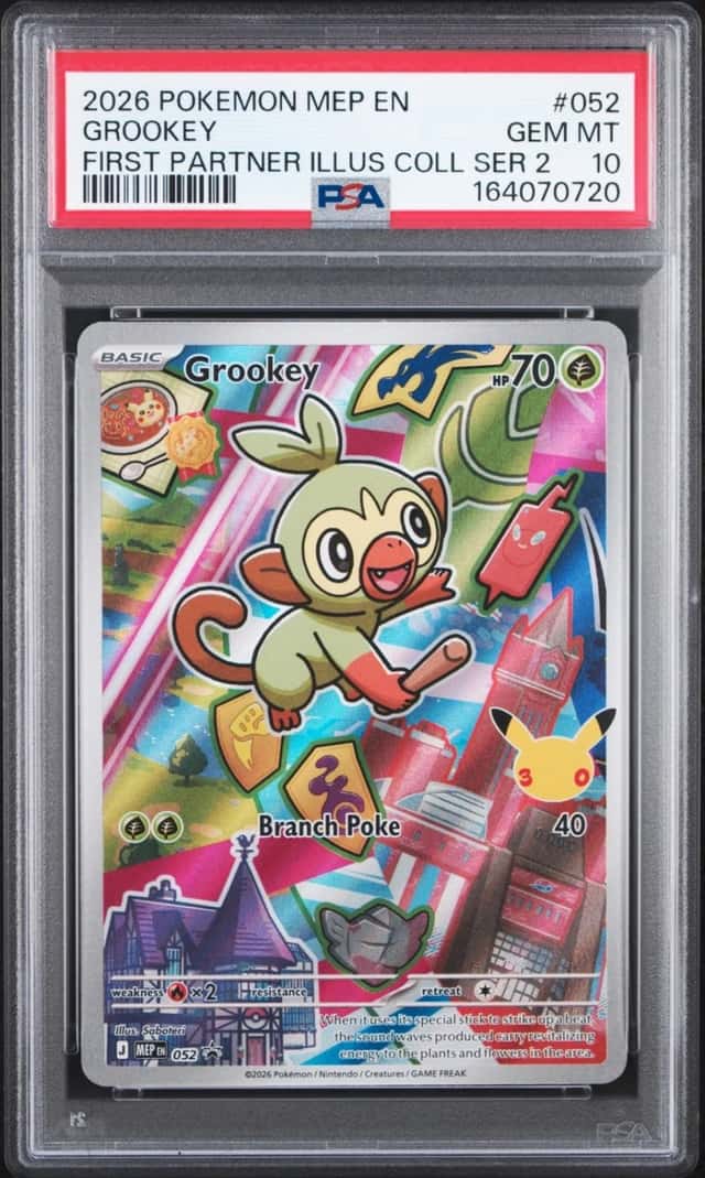 2026 POKEMON MEP FIRST PARTNER ILLUSTRATION COLLECTION #052 GROOKEY PSA 10