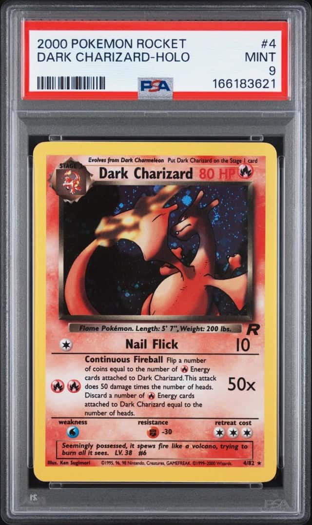 2000 POKEMON ROCKET #4 DARK CHARIZARD-HOLO PSA 9