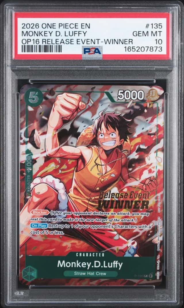 2026 ONE PIECE PROMOS RELEASE EVENT-WINNER #135 MONKEY D. LUFFY PSA 10