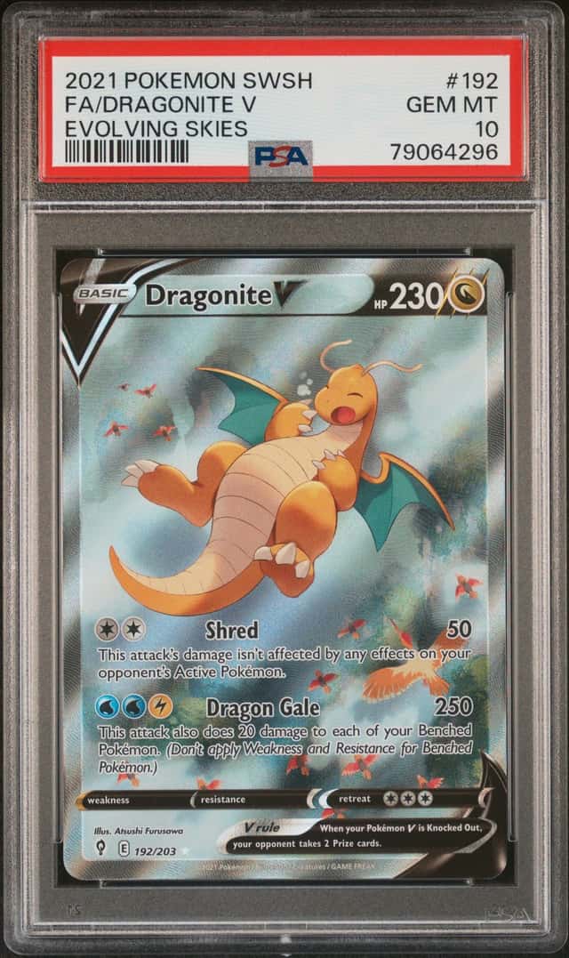 POKEMON DRAGONITE V 2021 SWORD & SHIELD EVOLVING SKIES #192 FA PSA 10