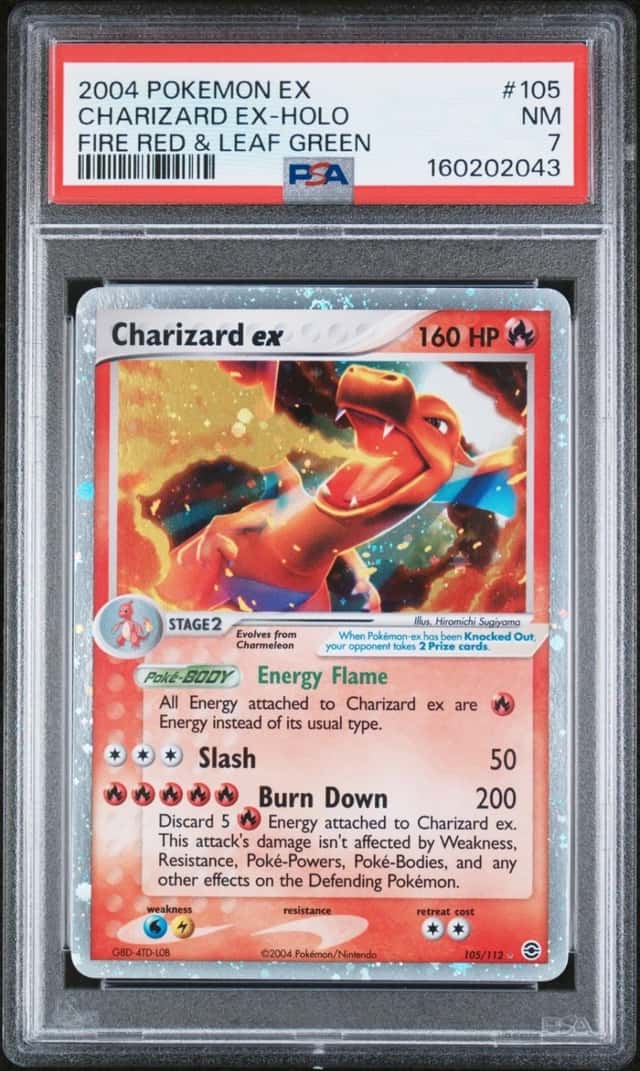 POKEMON CHARIZARD EX-HOLO 2004 EX FIRE RED & LEAF GREEN #105 PSA 7