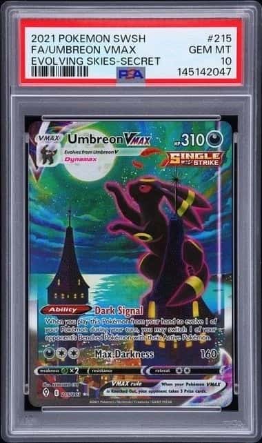 POKEMON UMBREON VMAX 2021 SWORD & SHIELD EVOLVING SKIES #215 SECRET PSA 10