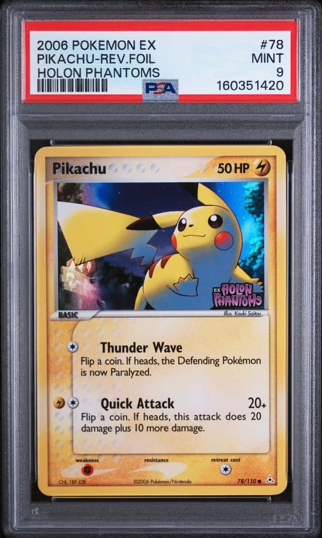 2006 Pokemon EX Holon Phantoms #78 Pikachu Reverse Foil PSA 9 MINT