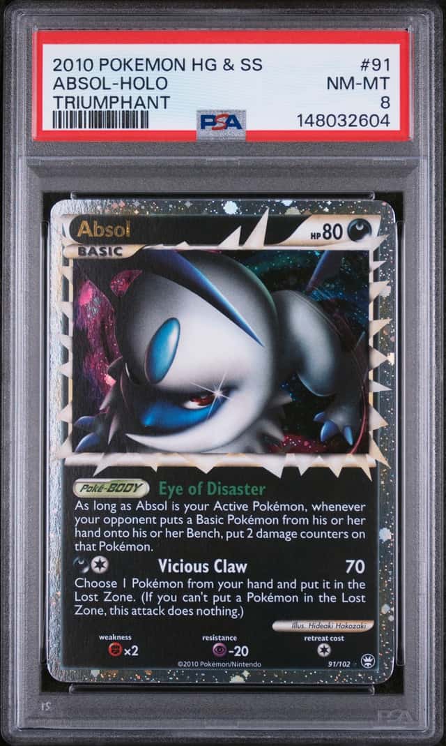 POKEMON ABSOL 2010 HEARTGOLD & SOULSILVER TRIUMPHANT #91 HOLO PSA 8